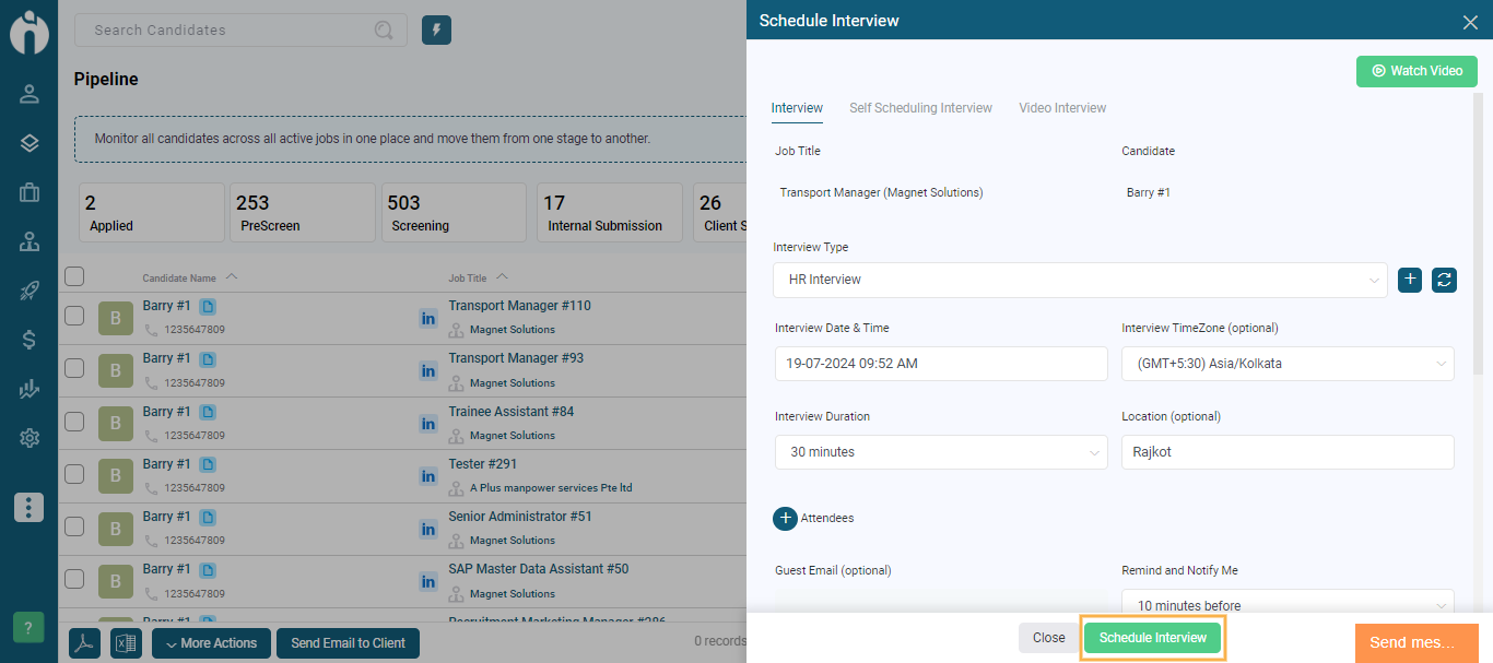 Track all incoming applications